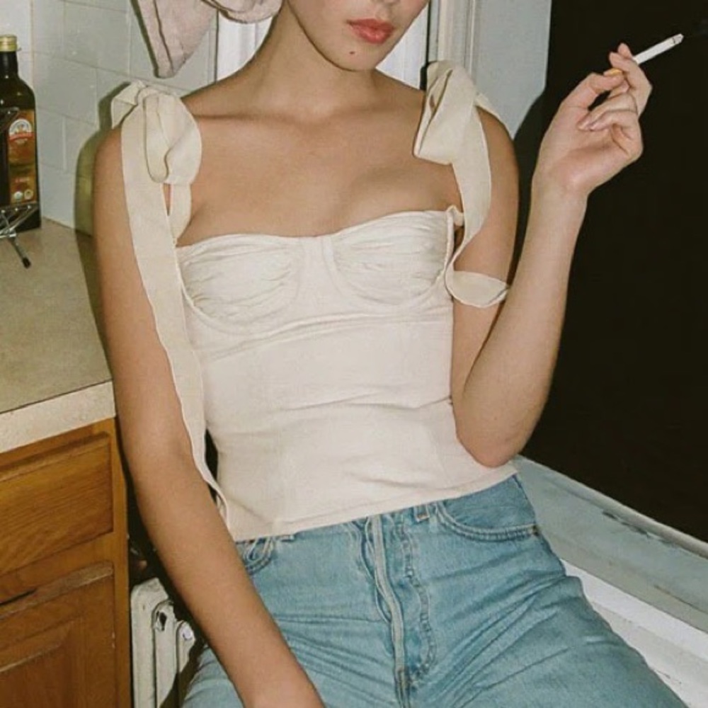 White Tie Strap Bustier Top